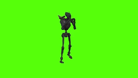 Droid Walking Walking Right Combat Ready Green Screen Animation 4k Rendering Stock Footage 263605007