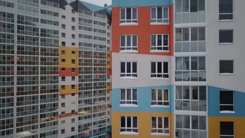 Drom slowly rises from bottom to top showing the windows Stock Footage 146171744