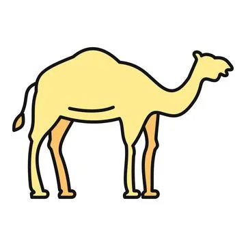 Dromedary camel flat color line icon illustration Stock Illustration