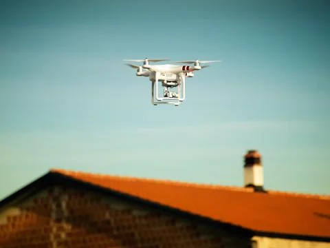 Dron above roofs Foto stock