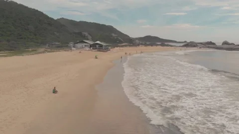 A dron flying over praia mole beach Stock Footage 146101255