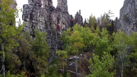 DRON: Flying over the rocks Stock Footage 161966236