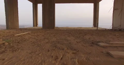 Dron flying through constriction site Stock Footage 65211991