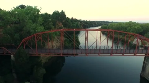Dron flying on top of the bridge Stock Footage 51394671