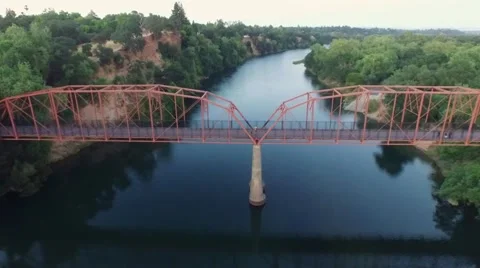 Dron flying on top of the bridge Stock Footage 51394710