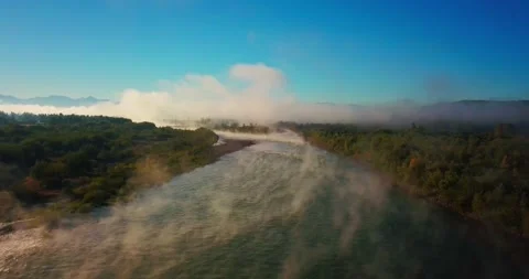 Dron over river and lake, sunny day 4k Stock-Footage 140333573