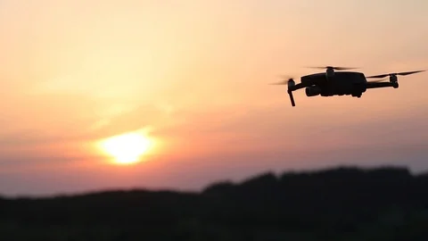 Dron At Sunset In The Rays Of The Setting Sun Stock Footage 110708153