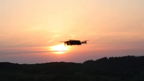 Dron At Sunset In The Rays Of The Setting Sun Stock Footage 110708157