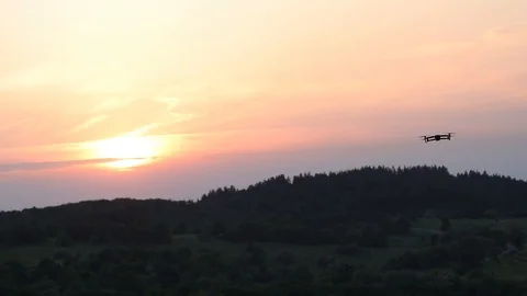 Dron At Sunset In The Rays Of The Setting Sun Stock Footage 110708170