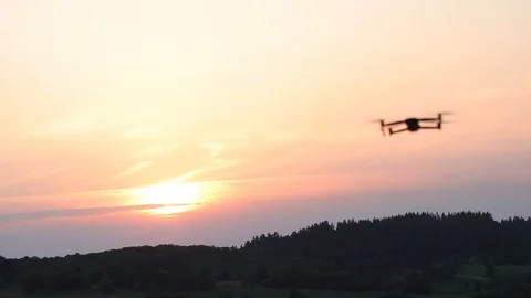 Dron At Sunset In The Rays Of The Setting Sun Stock Footage 110708172