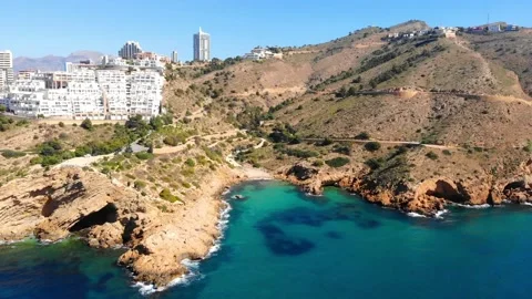 Dron view of Tio Ximo Cove, Benidorm, Spain Vidéo 153187932
