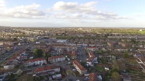 Drone 1080 50fps slow motion, Aerial South East London Stock Footage