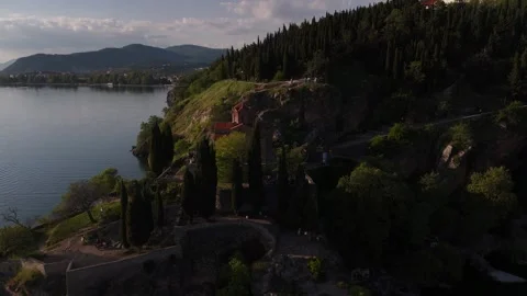Drone 180 Degree Orbit of Church of Saint John the Theologian at Kaneo, 4K Stock Footage 337178202