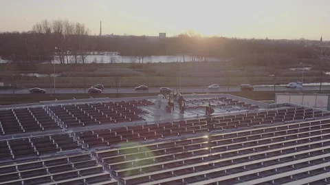 DRONE 2.7 K SOLAR PANELS CONSTRUCTION 3 Video stock 102584524