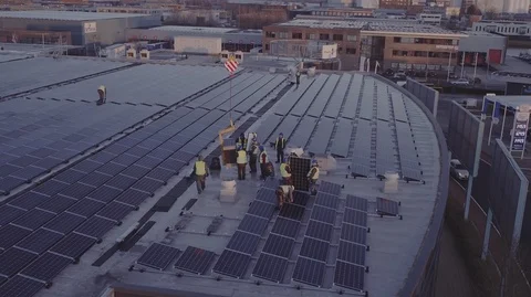 DRONE 2.7 K SOLAR PANELS CONSTRUCTION 8 Video stock 102584598