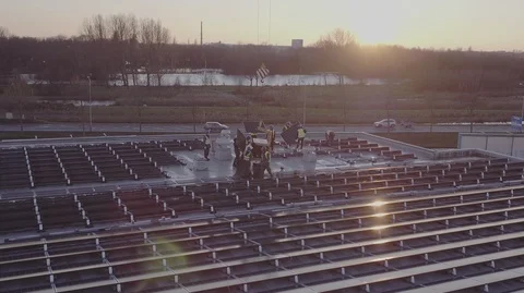 DRONE 2.7 K SOLAR PANELS CONSTRUCTION 7 Video stock 102584645