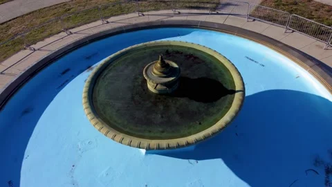 Drone 360 Degree Revolve Around Frozen Fountain Video stock 146352753