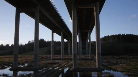 Drone 360 flight around bridge in sun set Stockbeeldmateriaal 44903460