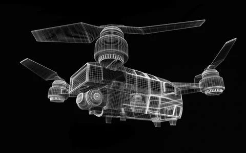 Drone 3d model Stock Illustration