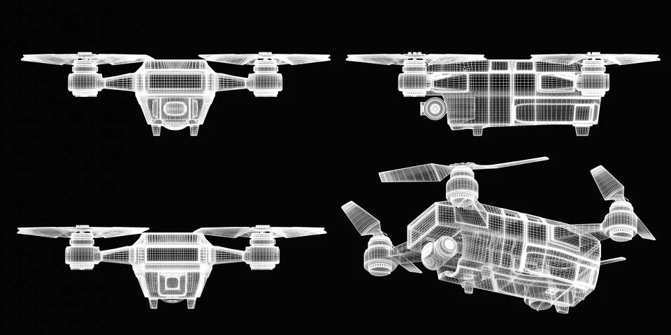 Drone 3d model Stock Illustration
