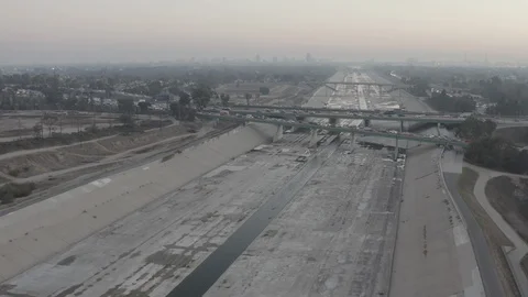 Drone 405 Freeway Long Beach 4K 24FPS Stock Footage 105280192