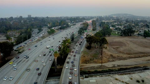 Drone 405 Freeway Long Beach 4K 24FPS Stock Footage 105283621