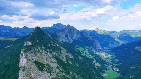 Drone 4K alpine mountain ridge with valley view Stock Footage 331589893