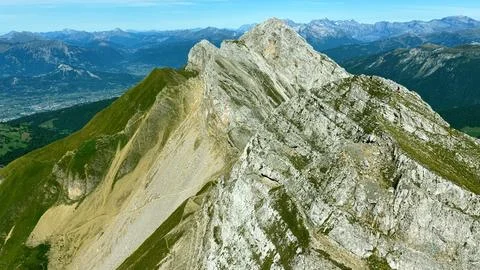 Drone 4K Alpine Ridge Mountain Peak Scenic Landscape Stock Photos