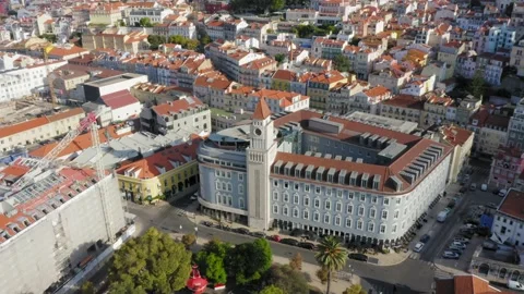 Drone 4k Clock Tower Building Aerial View Busy City 3 Video stock 169718901