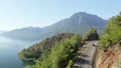 Drone 4K Drone Shot of Winding Road Along the Mediterranean Coastline 库存影片 281921940