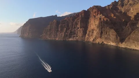Drone 4K Flight Along Volcanic Coast of Tenerife Stock Footage 318083712