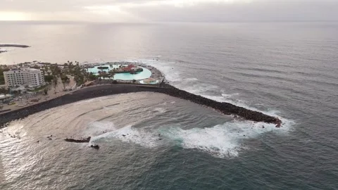Drone 4K Flight Along Volcanic Coast of Tenerife 動画素材 318083743