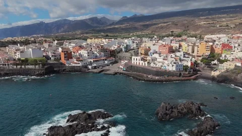 Drone 4K Flight Along Volcanic Coast of Tenerife Stock Footage 318084027