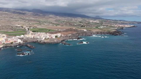 Drone 4K Flight Along Volcanic Coast of Tenerife Stock Footage 318084052