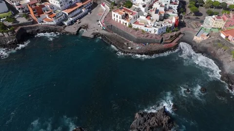 Drone 4K Flight Along Volcanic Coast of Tenerife Stock Footage 318084055