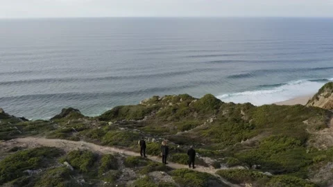 Drone 4k Flying past cliff's edge into Ocean View in Sintra, Portugal Stock Footage 169771805