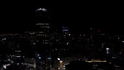 Drone 4k. Night view of city. Warsaw in Poland Video stock 129147109