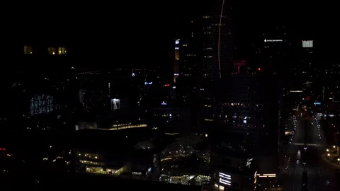 Drone 4k. Night view of city. Warsaw in Poland Video stock 129147370