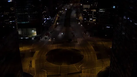 Drone 4k. Night view of city. Warsaw in Poland Video stock 129147388