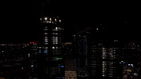 Drone 4k. Night view of city. Warsaw in Poland Video stock 129148495