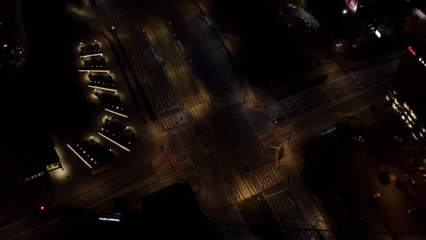 Drone 4k. Night view of city. Warsaw in Poland Video stock 129148760