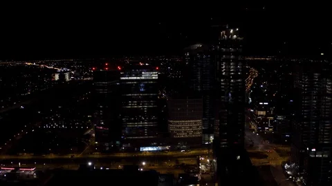 Drone 4k. Night view of city. Warsaw in Poland Video stock 129148797