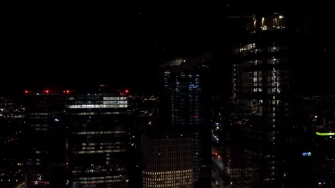 Drone 4k. Night view of city. Warsaw in Poland Video stock 129149064