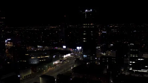 Drone 4k. Night view of city. Warsaw in Poland Video stock 129149286