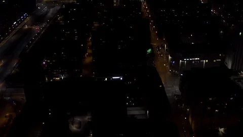 Drone 4k. Night view of city. Warsaw in Poland Video stock 129149368