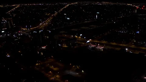 Drone 4k. Night view of city. Warsaw in Poland Video stock 129149648