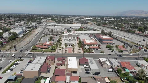 Drone 4K San Jose California Church Five Wounds 2  Stock Footage