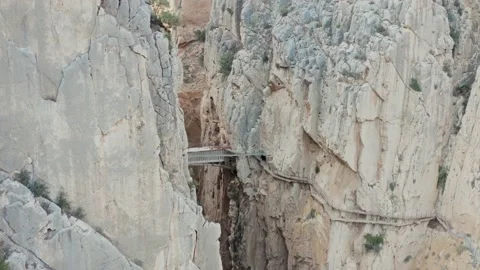 Drone 4k shot of Royal Trail El Caminito del Rey Stock Footage 167553091