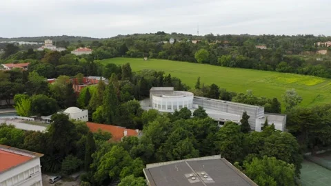 Drone 4k Urban Nature with fields with university buildings in Lisbon, Portugal Stock Footage 169764156
