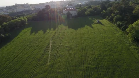 Drone 4k Urban Nature with fields and river backdrop in Lisbon, Portugal 2 Stock Footage 169764166